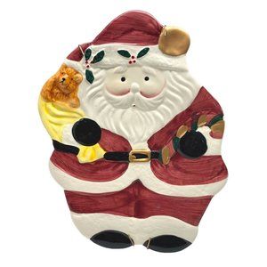 Santa Claus Decorative Plate Christmas Wall Hanging 9 Inch Tall Ceramic